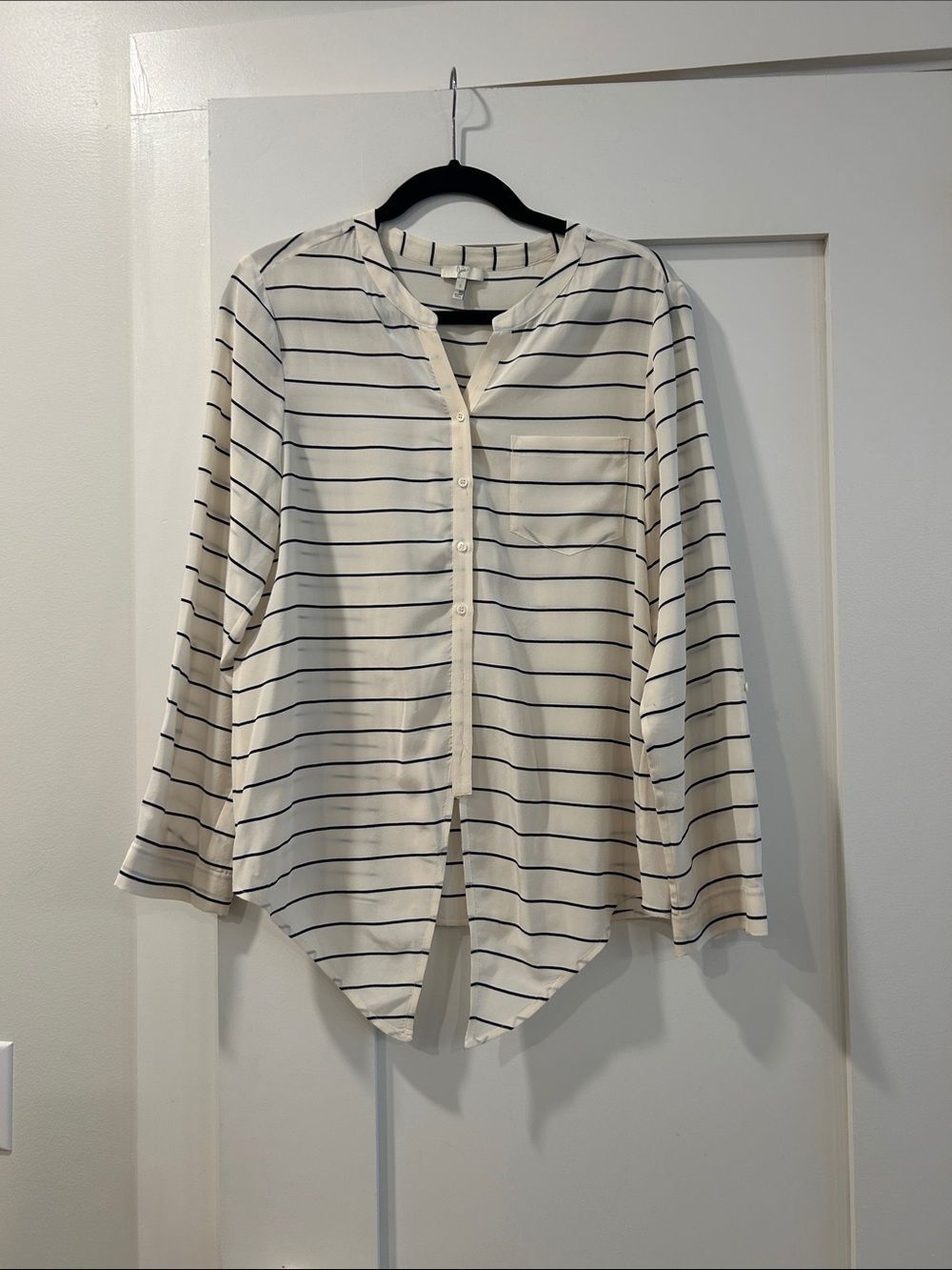 Joie Silk Striped & Button Down Top w Tie at Waist, Size Small